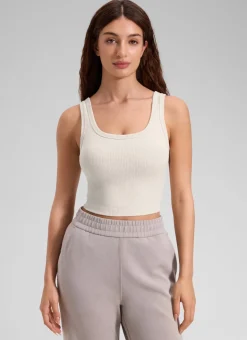 Ribbed U Neck Built in Bra Tank