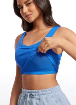 Ribbed U Neck Built in Bra Tank