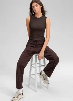 Ribbed Waist Length High Neck Tank