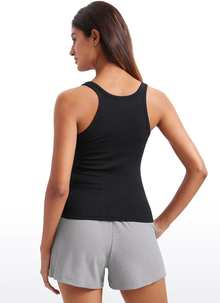 Ribbed Waist Length Modal Racerback Tank