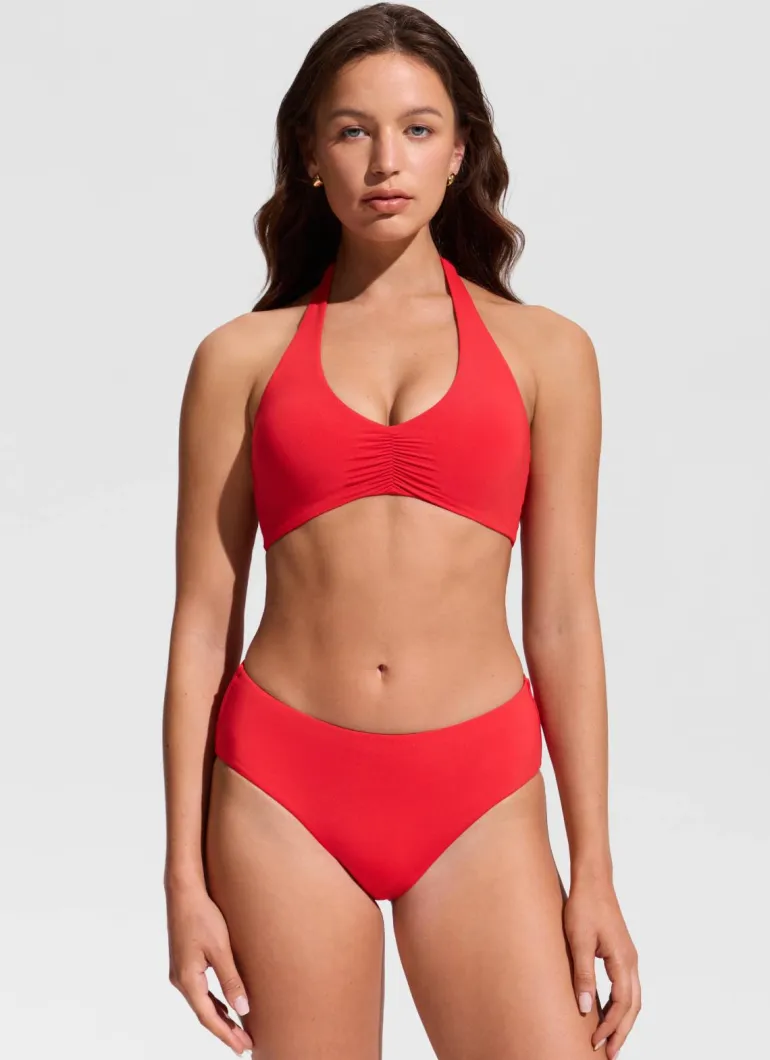 Ruched Front Halter Bikini Top
