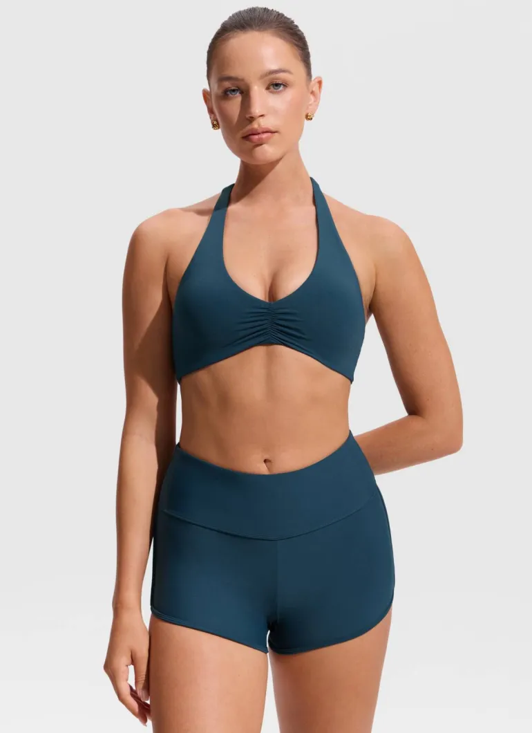 Ruched Front Halter Bikini Top
