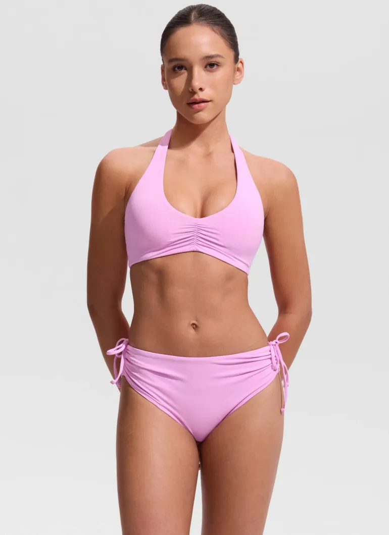 Ruched Front Halter Bikini Top