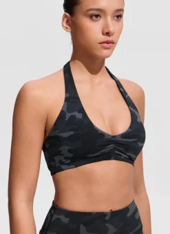 Ruched Front Halter Bikini Top
