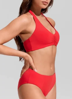 Ruched Front Halter Bikini Top