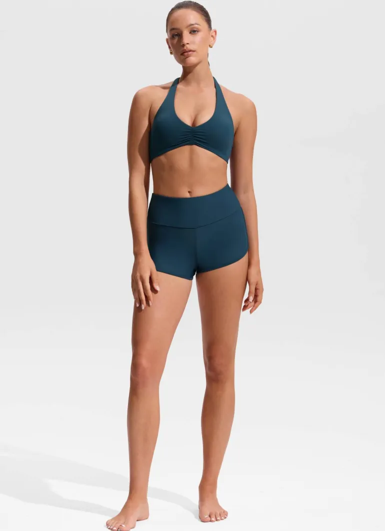 Ruched Front Halter Bikini Top