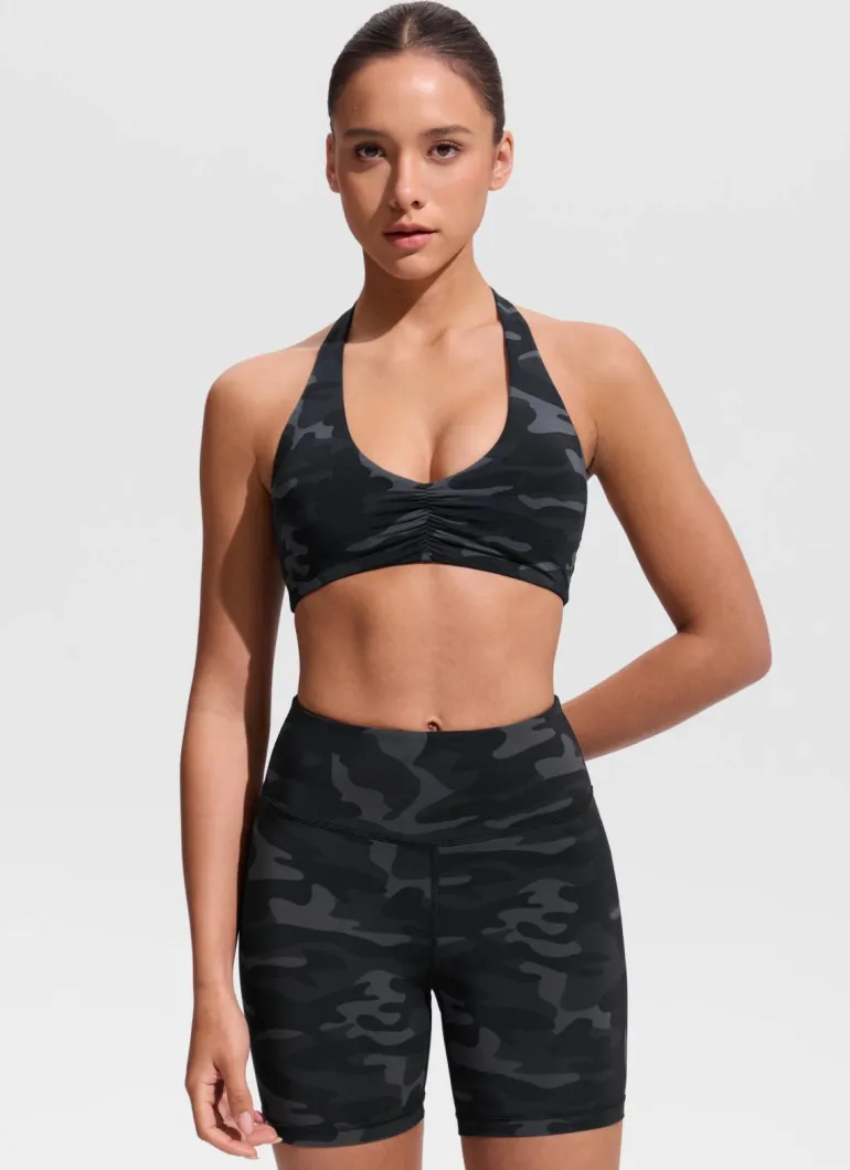 Ruched Front Halter Bikini Top