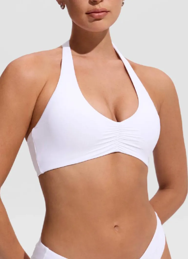 Ruched Front Halter Bikini Top