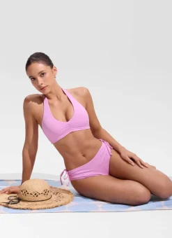 Ruched Front Halter Bikini Top