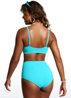 Scoop Neck Adjustable Strap D-DD Bikini Top