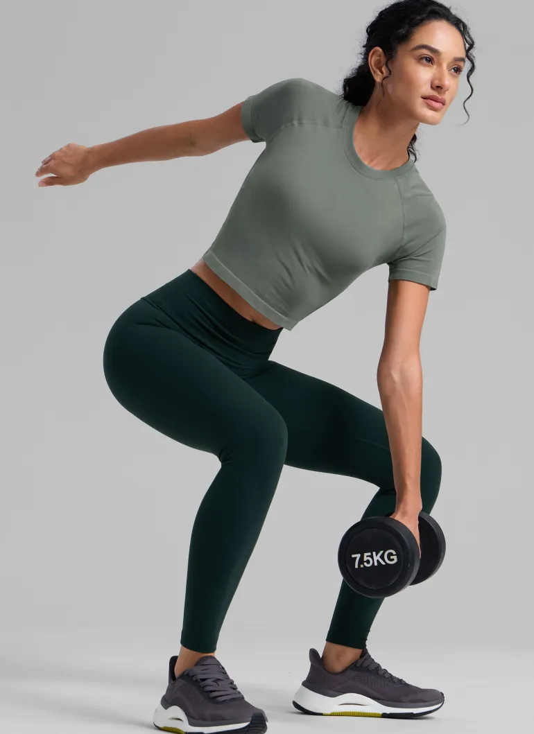 Seamless Crew Neck Cropped Short Sleeve