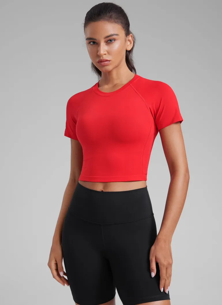 Seamless Crew Neck Cropped Short Sleeve
