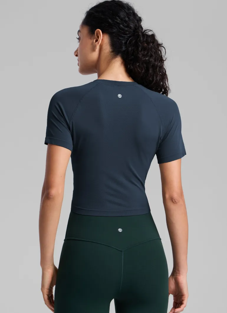 Seamless Crew Neck Cropped Short Sleeve