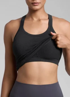 Seamless Racerback Built in Bra Ribbed Tank