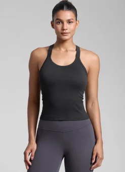 Seamless Racerback Built in Bra Ribbed Tank
