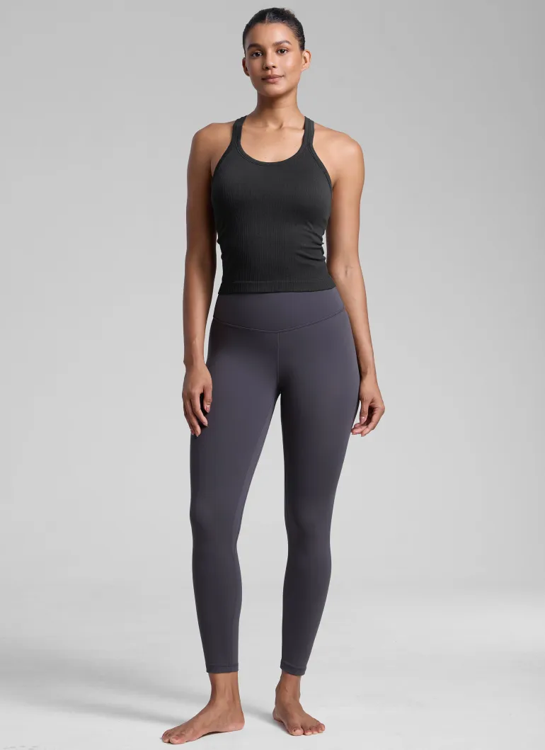 Seamless Racerback Built in Bra Ribbed Tank