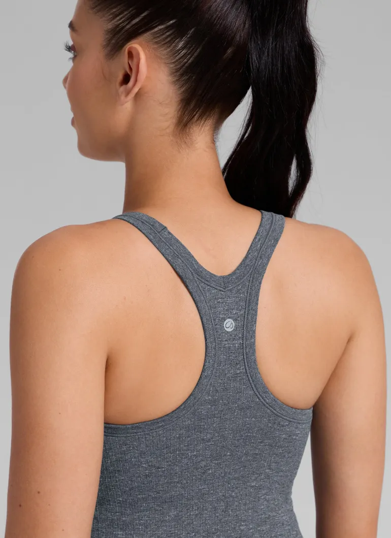Seamless Racerback Built in Bra Ribbed Tank
