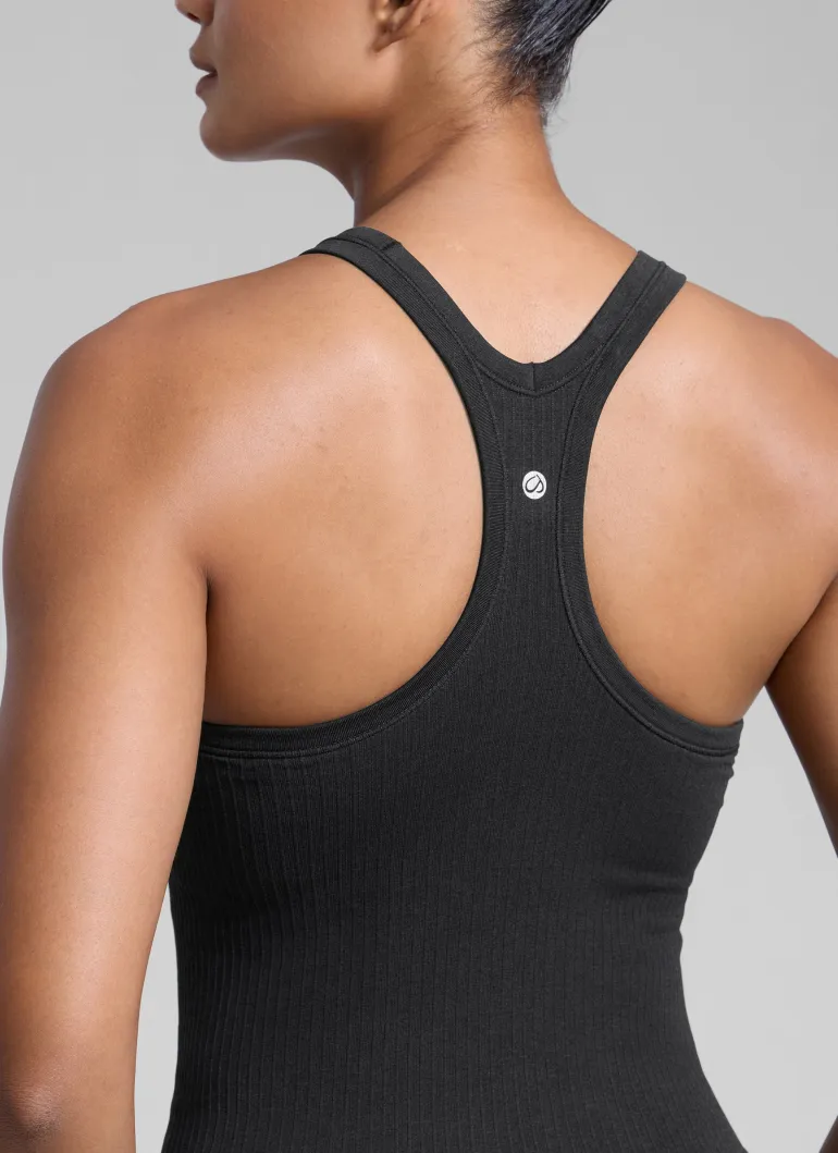 Seamless Racerback Built in Bra Ribbed Tank