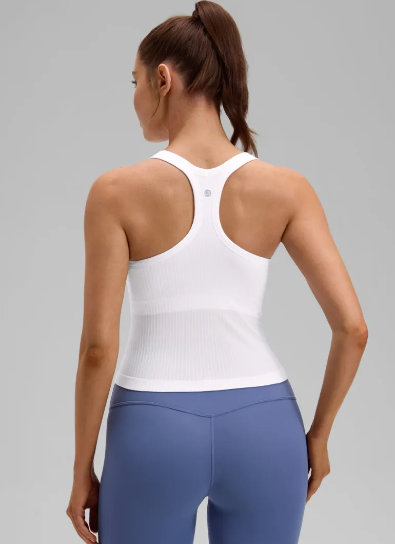 Seamless Racerback Built in Bra Ribbed Tank
