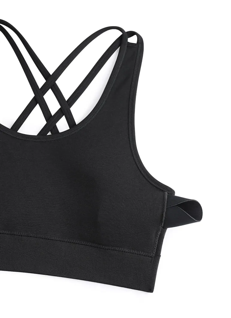 Seamless Strappy Longline Bra Criss Cross Back