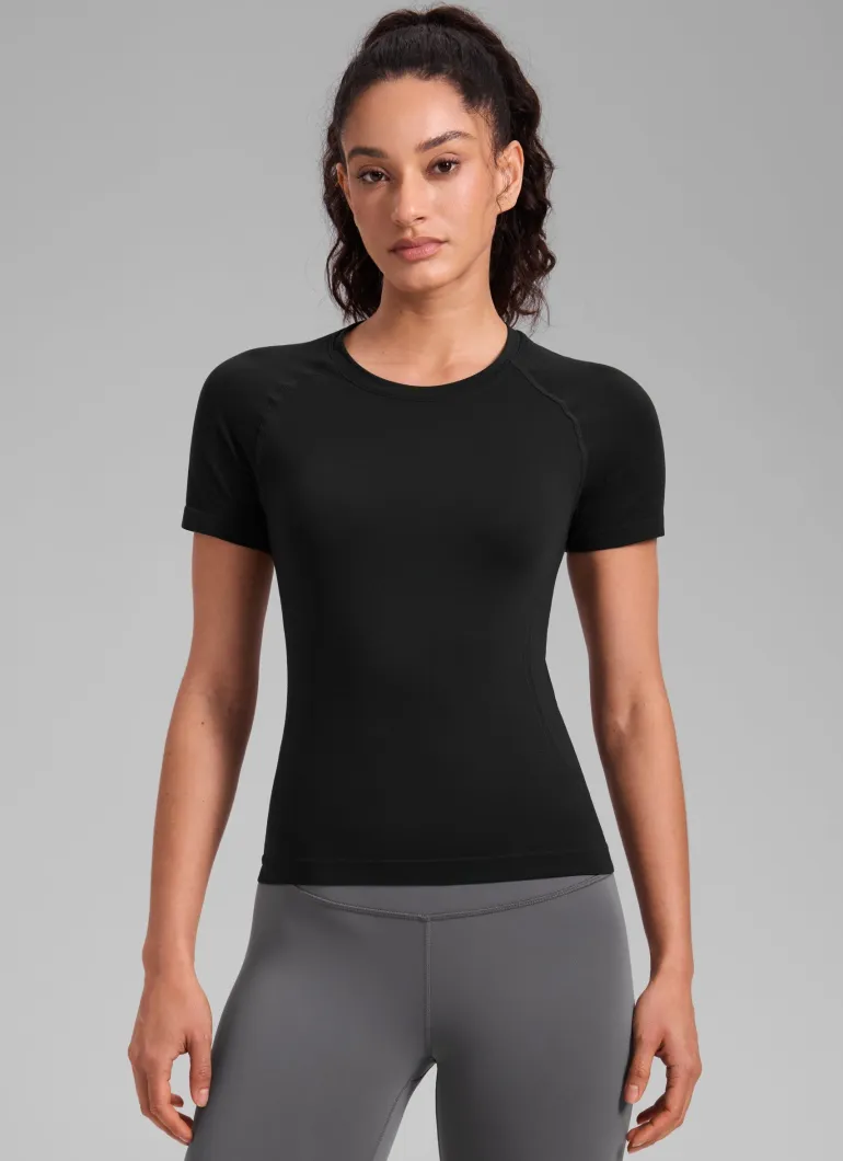Seamless Waist Length Crewneck Short Sleeve