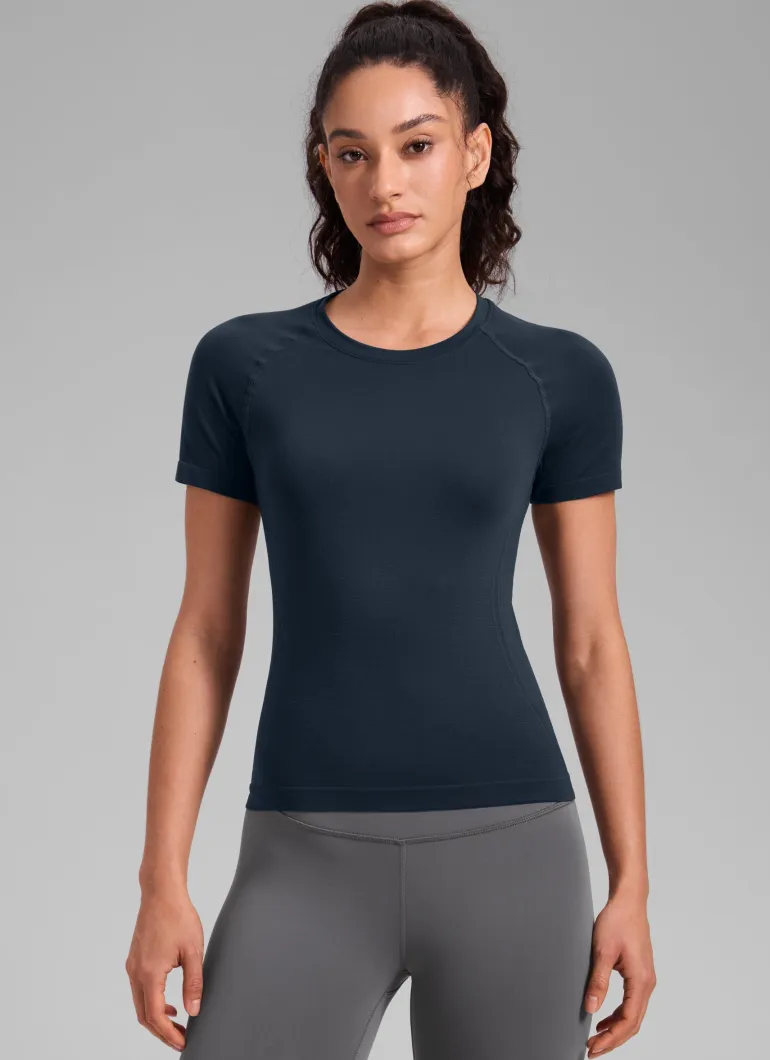 Seamless Waist Length Crewneck Short Sleeve