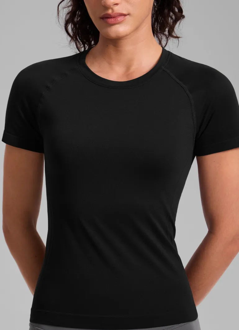 Seamless Waist Length Crewneck Short Sleeve