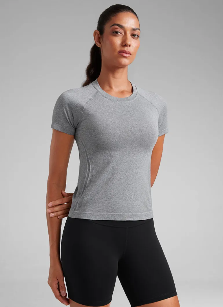 Seamless Waist Length Crewneck Short Sleeve