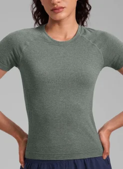Seamless Waist Length Crewneck Short Sleeve