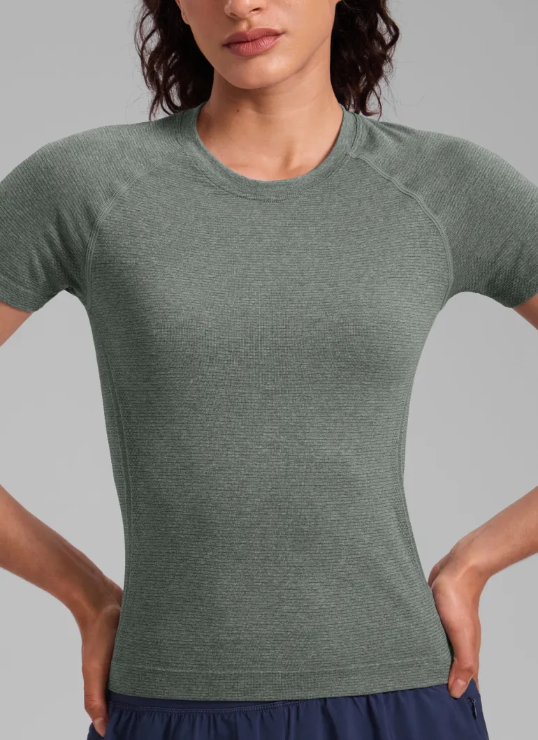 Seamless Waist Length Crewneck Short Sleeve