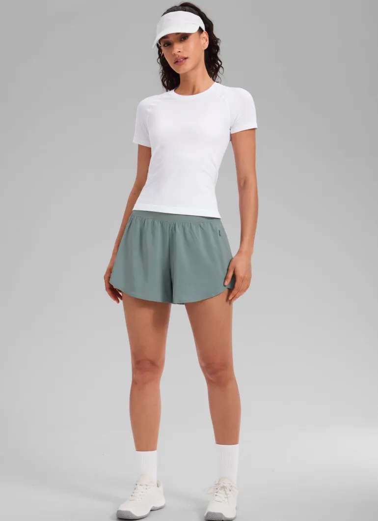 Seamless Waist Length Crewneck Short Sleeve