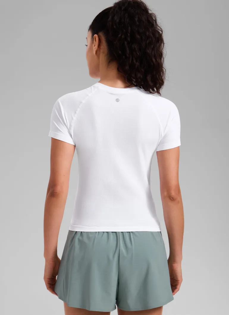 Seamless Waist Length Crewneck Short Sleeve