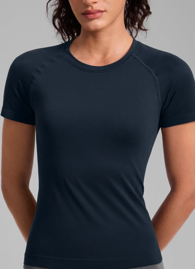Seamless Waist Length Crewneck Short Sleeve