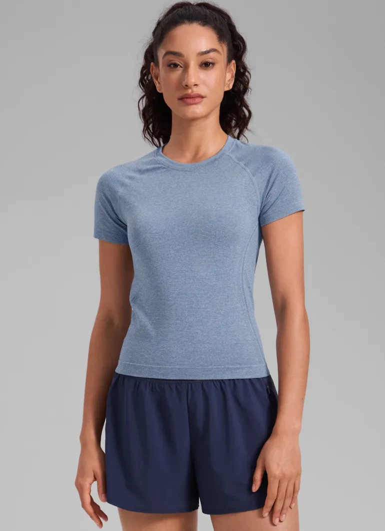 Seamless Waist Length Crewneck Short Sleeve