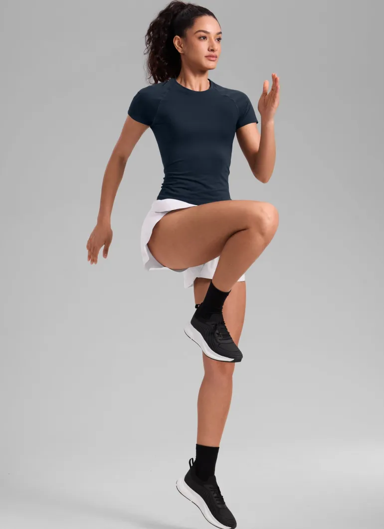 Seamless Waist Length Crewneck Short Sleeve