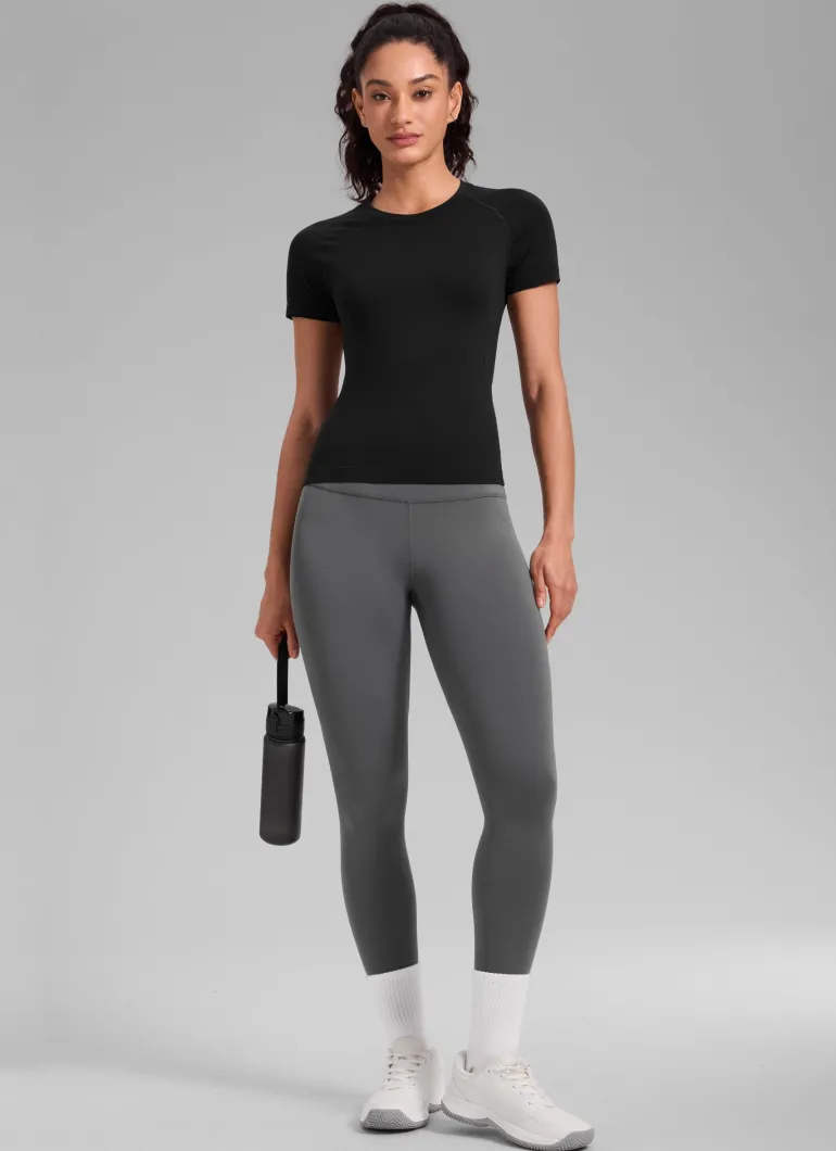 Seamless Waist Length Crewneck Short Sleeve
