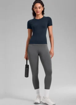 Seamless Waist Length Crewneck Short Sleeve