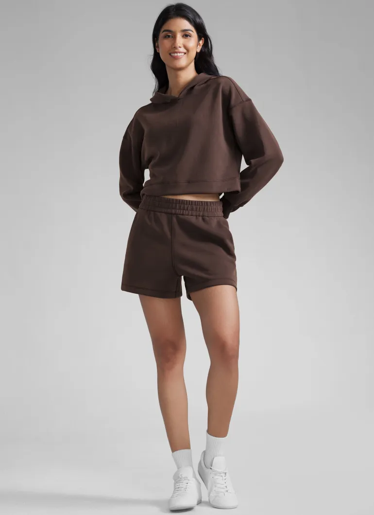 SoftAura Drawstring Pocket Sweat Shorts 4”