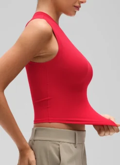 Softembrace Crop High Neck Sleeveless Tank