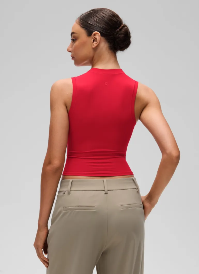 Softembrace Crop High Neck Sleeveless Tank