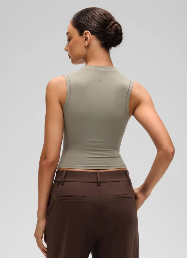 Softembrace Crop High Neck Sleeveless Tank