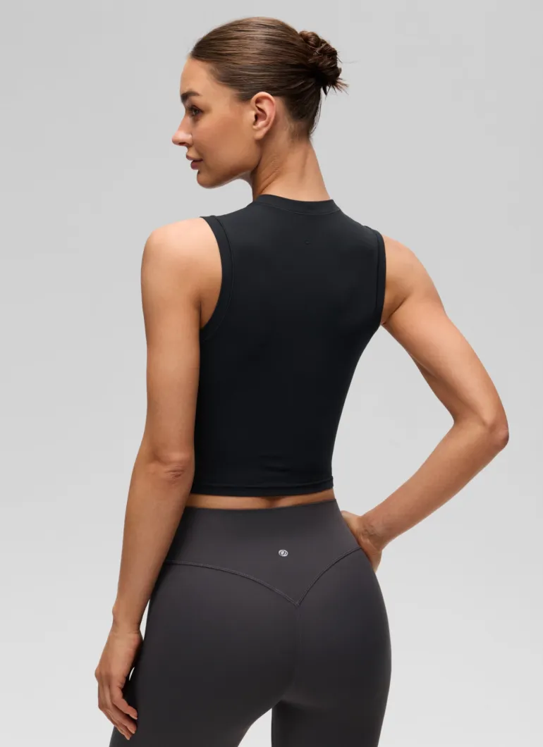 Softembrace Crop High Neck Sleeveless Tank