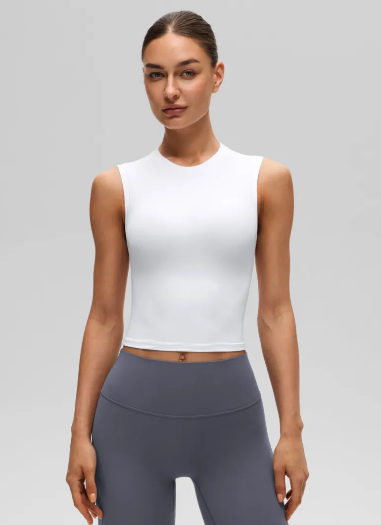 Softembrace Crop High Neck Sleeveless Tank