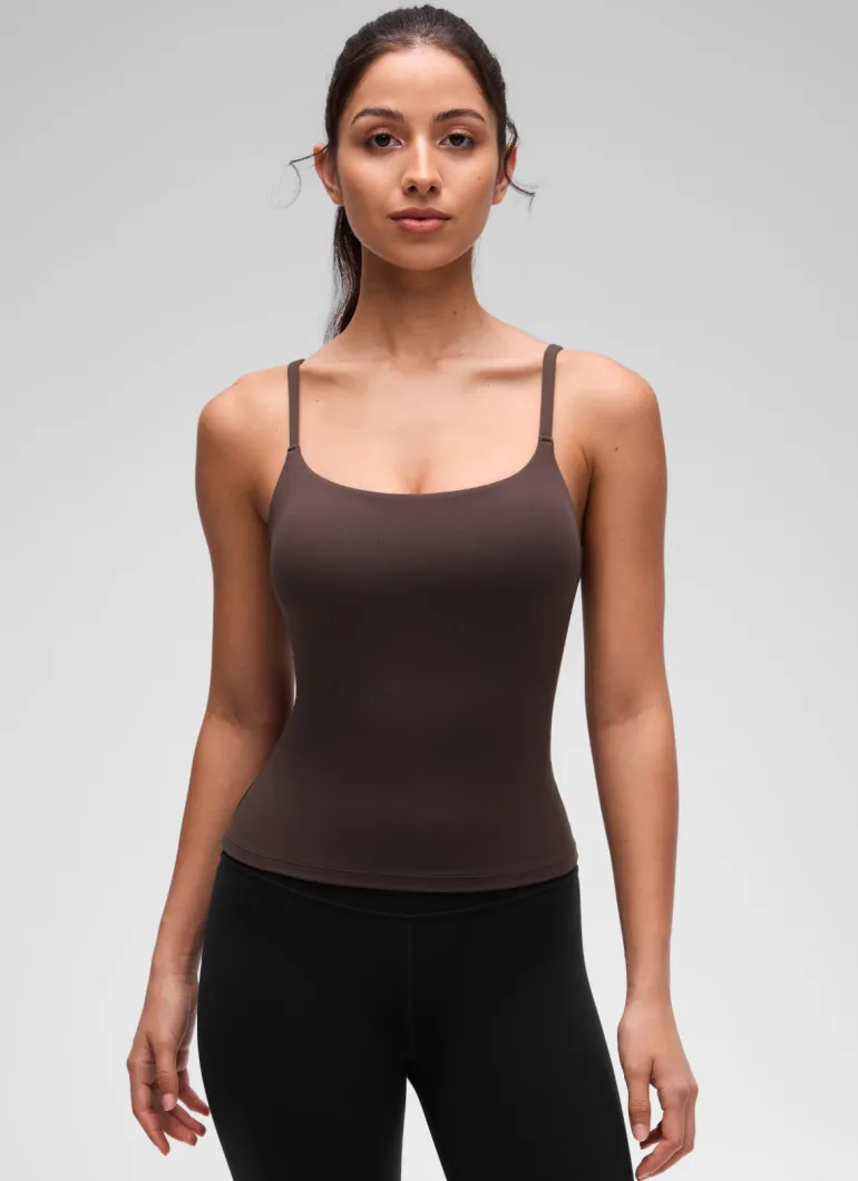 Softretch U Back Waist Length Built in Bra Tank