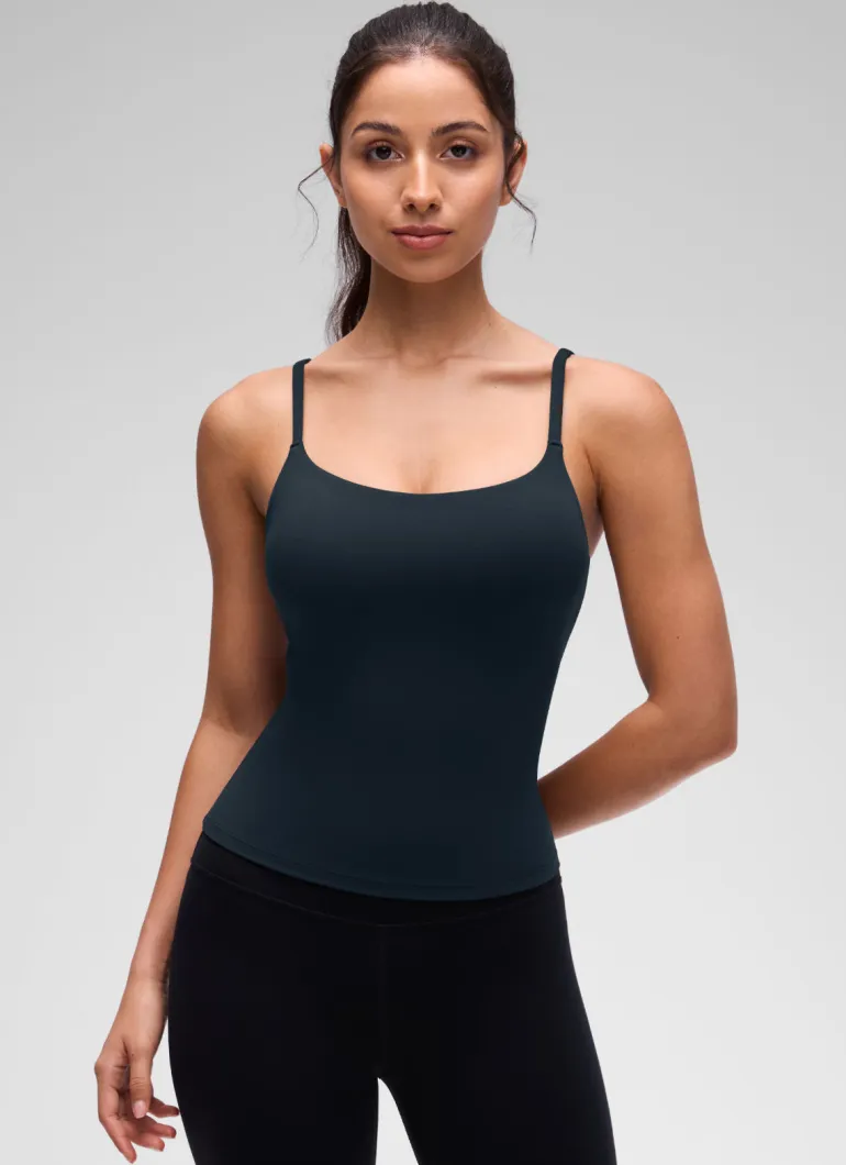 Softretch U Back Waist Length Built in Bra Tank