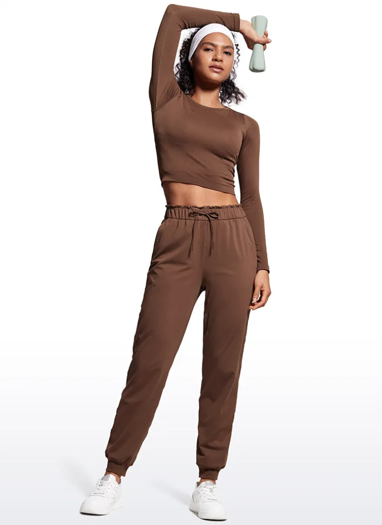 Stretch High Waisted Pockets Joggers 28"