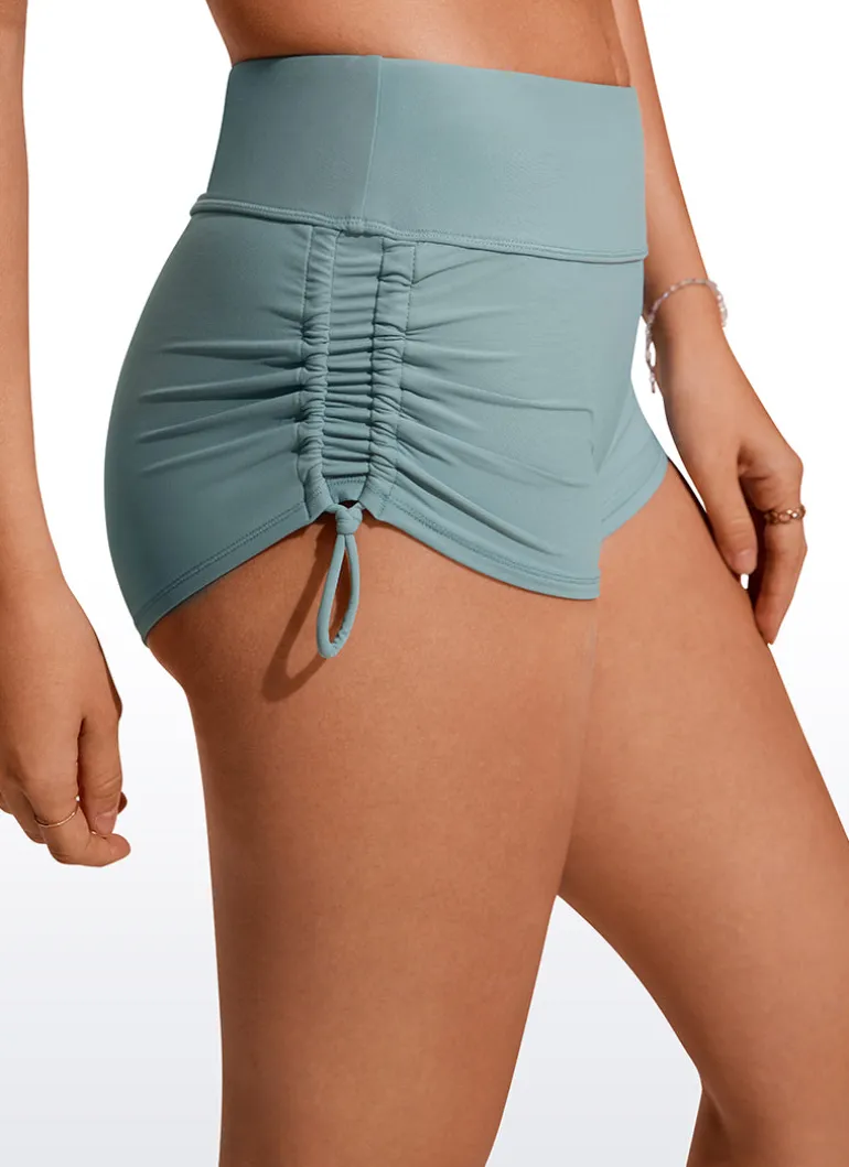 Sunshine Ruched Side High Rise Swim Shorts