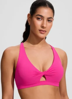 Twist Front Cut Out Cross Back Bikini Top