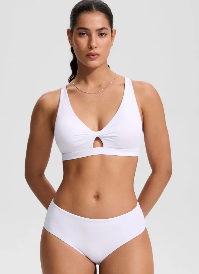 Twist Front Cut Out Cross Back Bikini Top