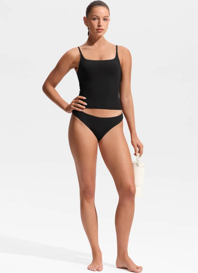 U Neck Twist Back Tankini Top